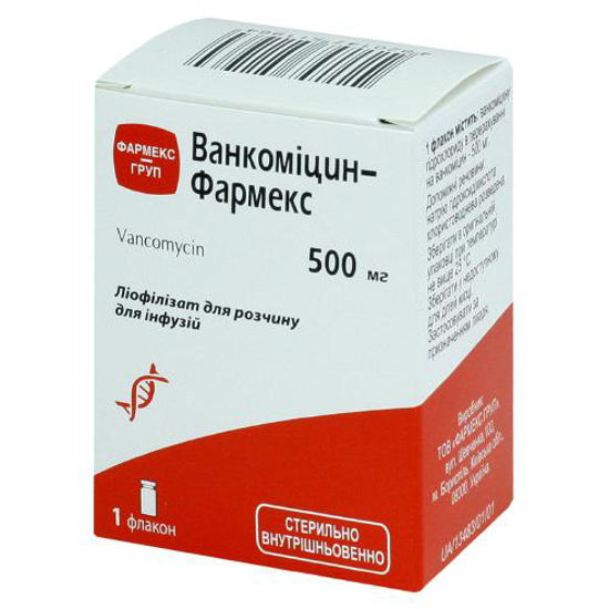Ванкоміцин-Фармекс ліофілізат для розчину для інфузій 500мг